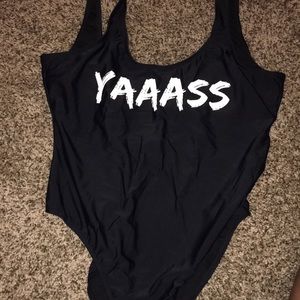 Black “YASSS” Bathing Suit
